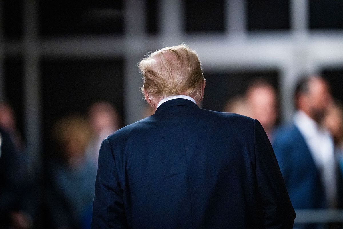 Former U.S. President Donald Trump walks away after making remarks to the media during his criminal trial at Manhattan Criminal Court on May 29, 2024 in New York City. (Doug Mills-Pool/Getty Images)