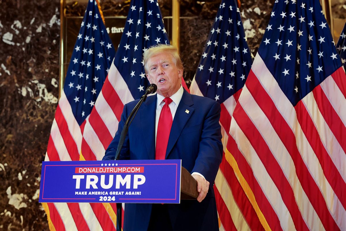 Former U.S. President Donald Trump holds a press conference following the verdict in his hush-money trial at Trump Tower on May 31, 2024 in New York City. (Spencer Platt/Getty Images)