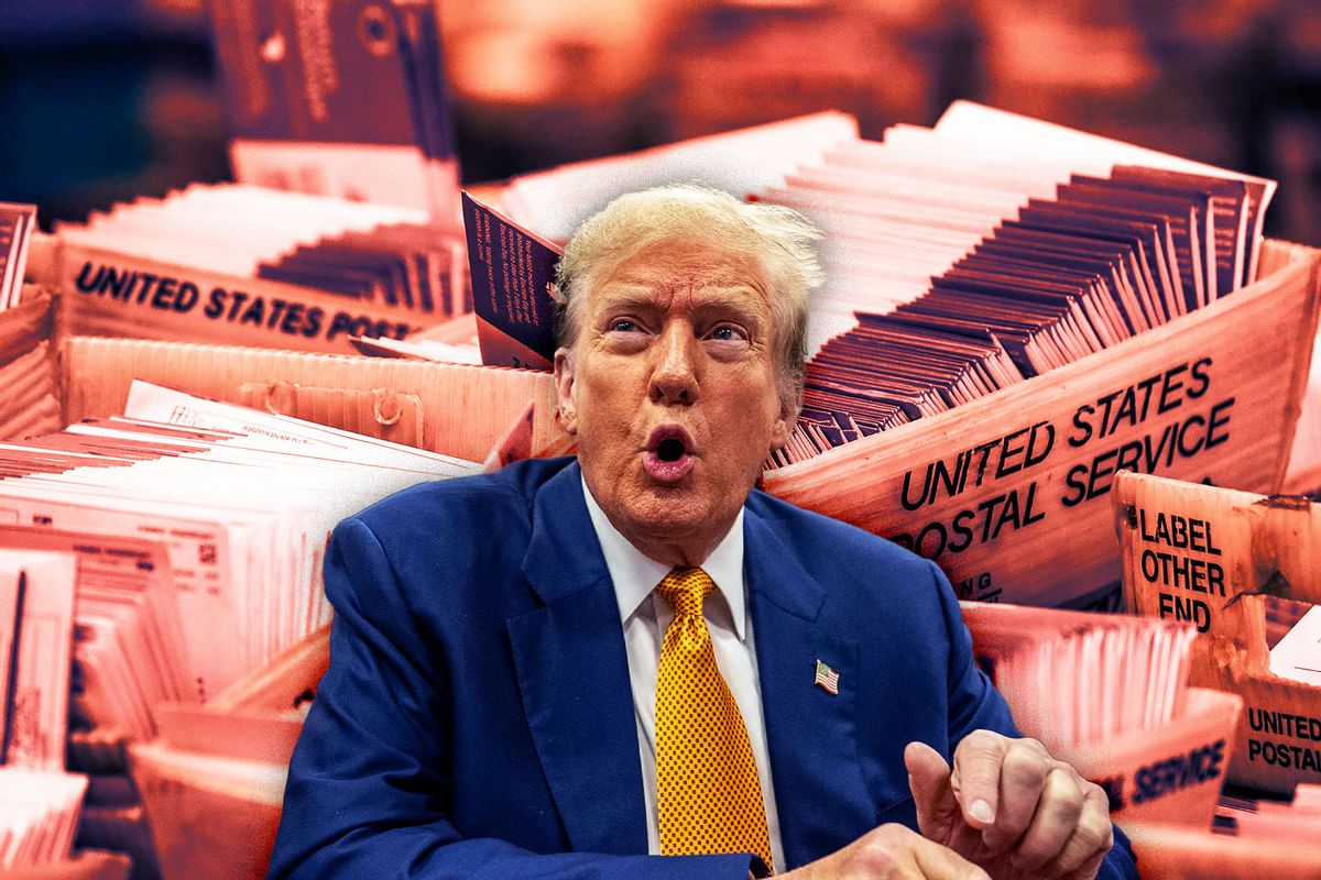 Donald Trump | Ballots are received, sorted and verified at the LA County ballot processing facility. (Photo illustration by Salon/Getty Images)