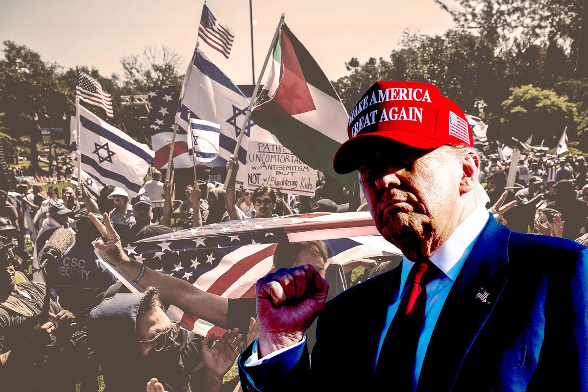 Donald Trump | Pro-Israeli and Pro-Palestinian protesters at UCLA. (Photo illustration by Salon/Getty Images)
