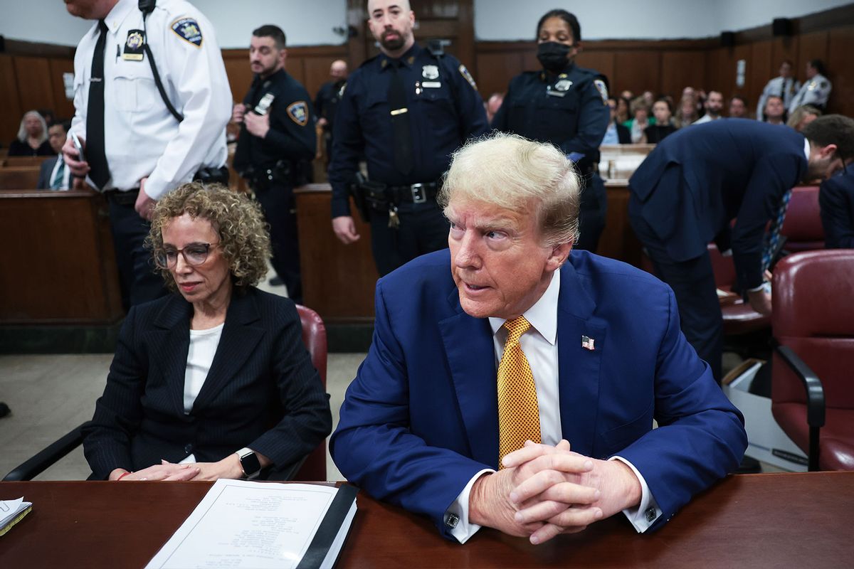 Former U.S. President Donald Trump and attorney Susan Necheles attend his trial for allegedly covering up hush money payments at Manhattan Criminal Court on May 7, 2024 in New York City. (Win McNamee/Getty Images)