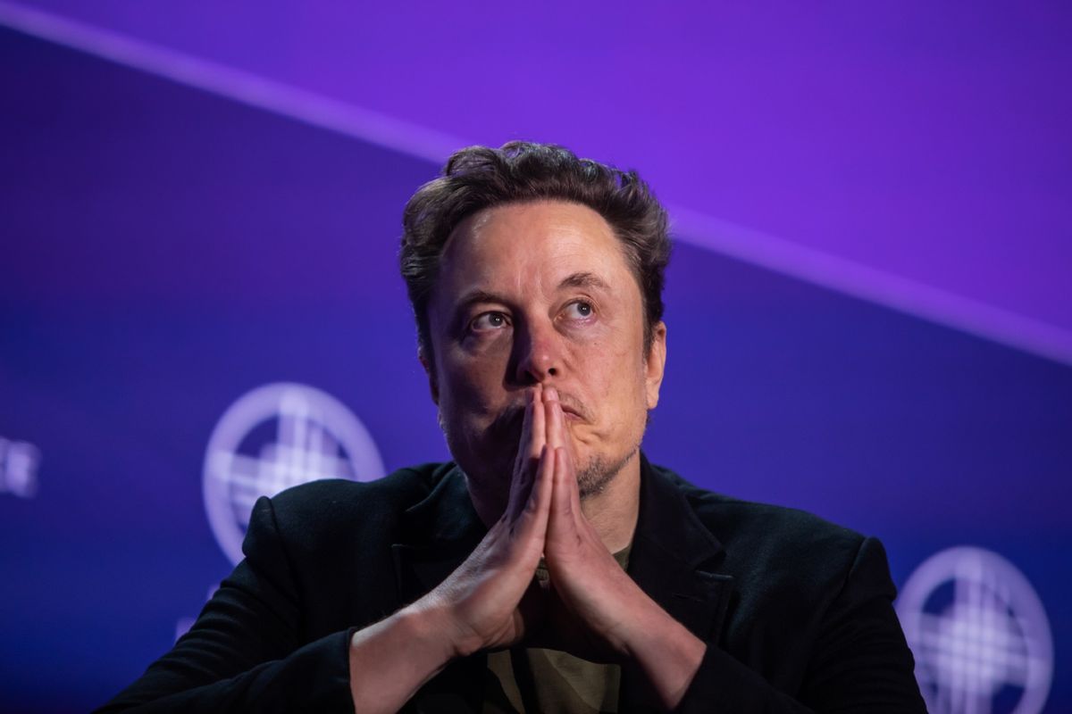 Elon Musk, co-founder of Tesla and SpaceX and owner of X Holdings Corp., speaks at the Milken Institute's Global Conference at the Beverly Hilton Hotel,on May 6, 2024 in Beverly Hills, California.  (Apu Gomes/Getty Images)