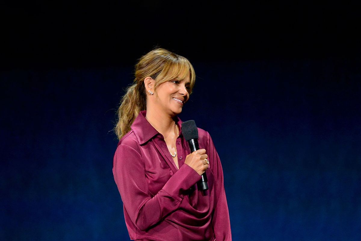 Halle Berry speaks onstage during the Lionsgate Exclusive Presentation of its Upcoming Slate during CinemaCon, the official convention of the National Association of Theatre Owners, at Caesars Palace on April 10, 2024 in Las Vegas, Nevada. (Jerod Harris/Getty Images for CinemaCon)