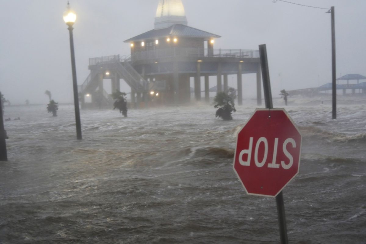 Hurricane Ida hit near the Louisiana and Mississippi border on August 29, 2021 bringing high winds, flooding and a dangerous storm surge, as seen. (Warren Faidley/Getty Images)