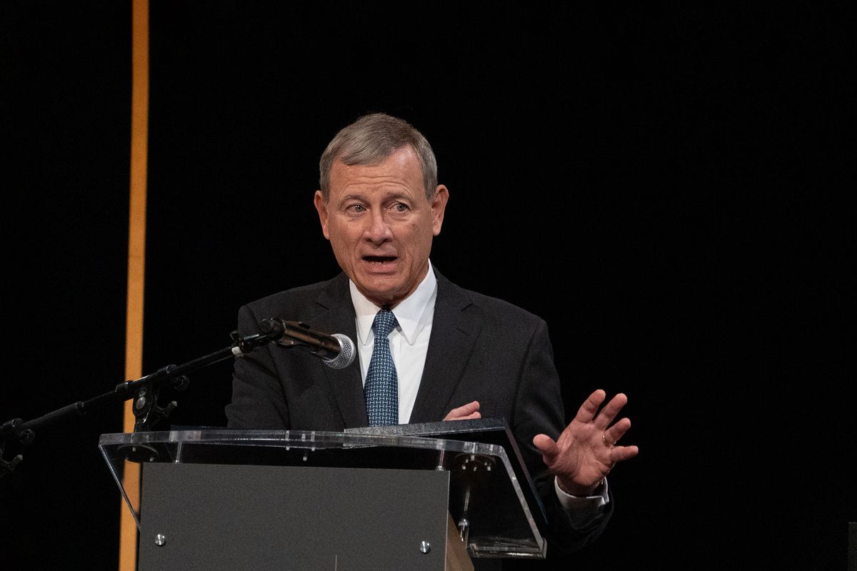 Chief Justice of the United States John G. Roberts, Jr. received the Henry J. Friendly Medal at The American Law Institute's 2023 Annual Dinner at the National Building Museum on Tuesday, May 23, 2023. (Sarah L. Voisin/The Washington Post via Getty Images)