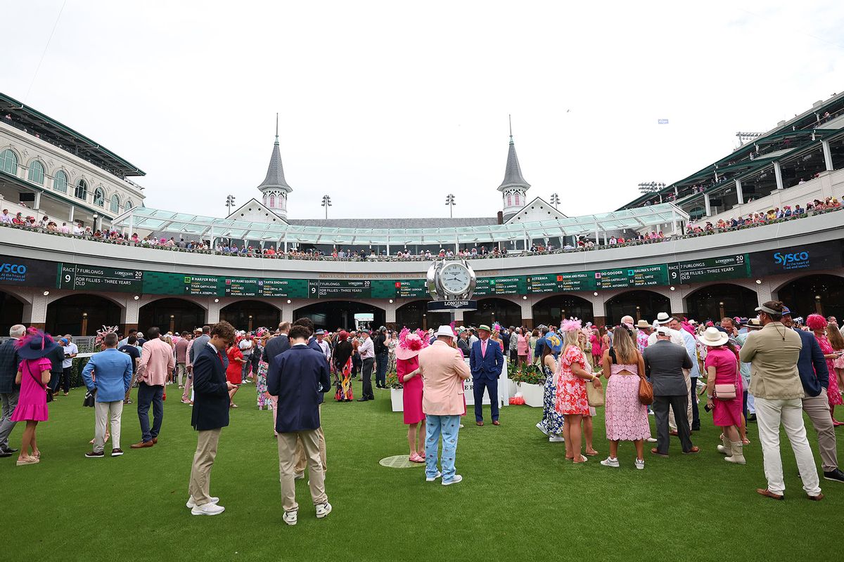 A general view of the redesigned paddock ahead of the 150th running of the Kentucky Derby at Churchill Downs on May 03, 2024 in Louisville, Kentucky. (Michael Reaves/Getty Images)