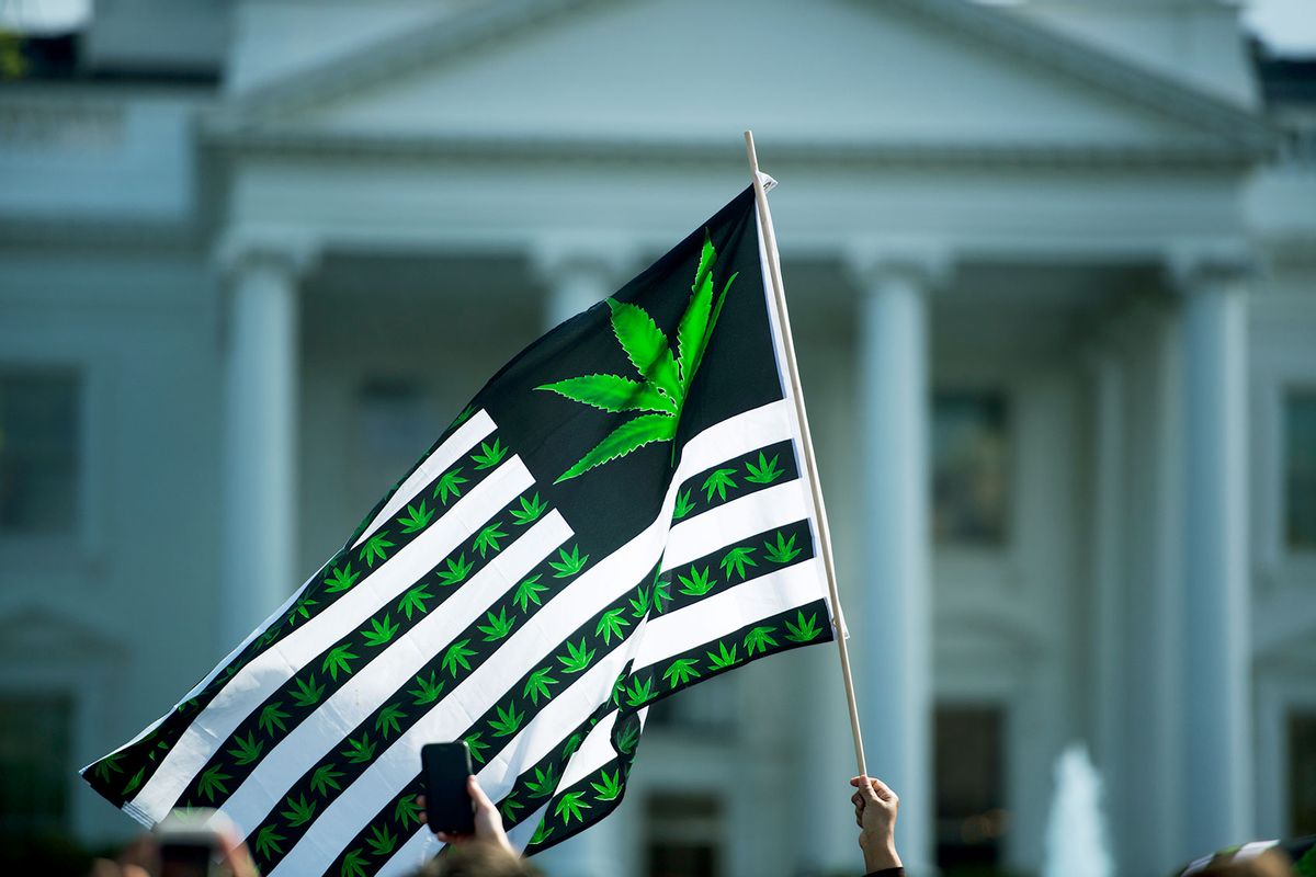 Hundreds of advocates for marijuana legalization rally and smoke pot outside the White House in Washington, D.C. on April 02, 2016. (Marvin Joseph/The Washington Post via Getty Images)
