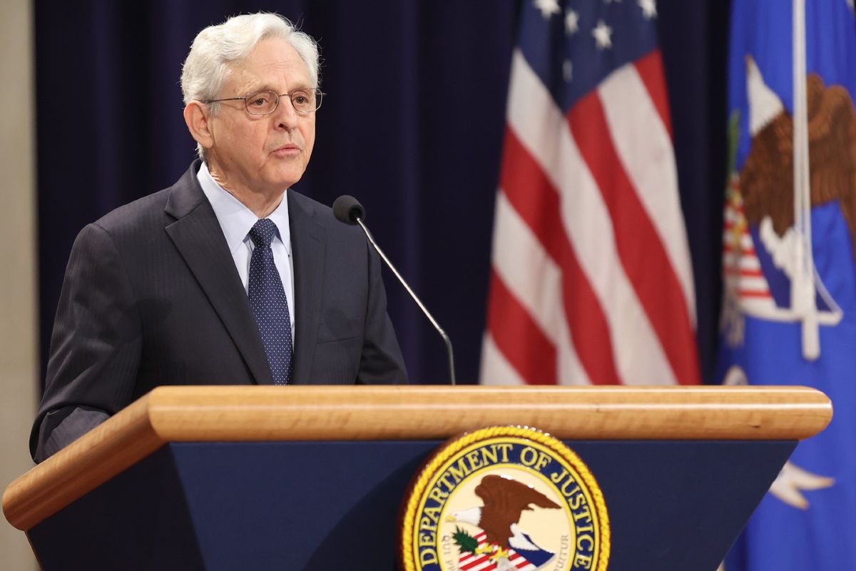 U.S. Attorney General Merrick Garland speaks during the Brown v. Board of Education 70th Anniversary Commemoration at the Robert F. Kennedy Main Justice Building on May 14, 2024 in Washington, DC.  (Peter G. Forest/Getty Images)