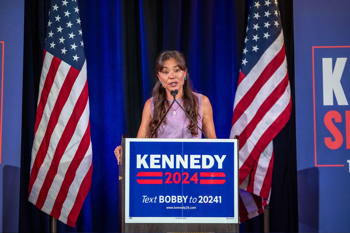 Vice Presidential candidate Nicole Shanahan speaks during a rally for Independent presidential candidate Robert F. Kennedy Jr. on May 13, 2024 in Austin, Texas. (SERGIO FLORES/AFP via Getty Images)