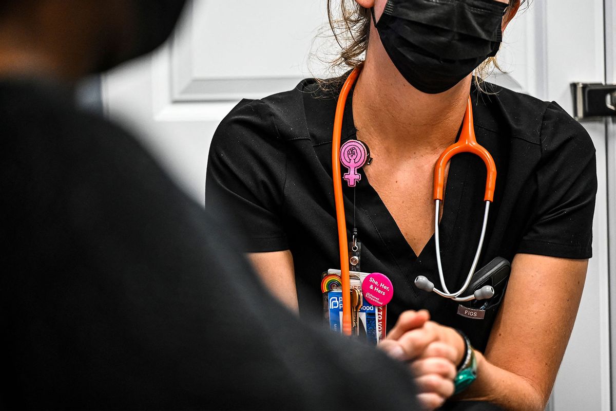 A woman, who chose to remain anonymous, has her vitals checked before receiving an abortion at a Planned Parenthood Abortion Clinic in Jacksonville, Florida on July 20, 2022. (CHANDAN KHANNA/AFP via Getty Images)