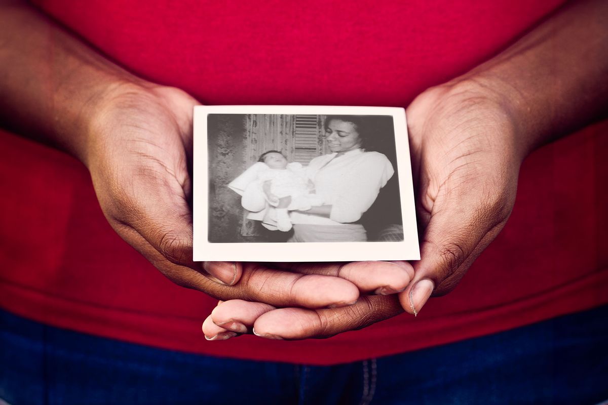Photo of author at 3 weeks old held by their mother (Photo illustration by Salon/Randall Horton/Getty Images)