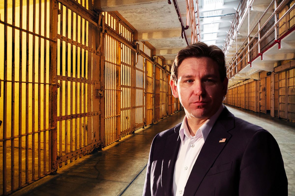 Ron DeSantis | Prison Cellhouse interior (Photo illustration by Salon/Getty Images)