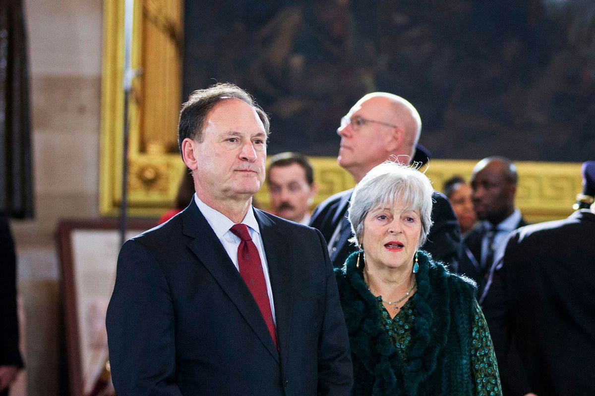US Supreme Court Associate Justice Samuel Alito and his wife Martha Bomgardner in the US Capitol Rotunda in Washington, DC on February 28, 2018. (ALEX EDELMAN/AFP via Getty Images)
