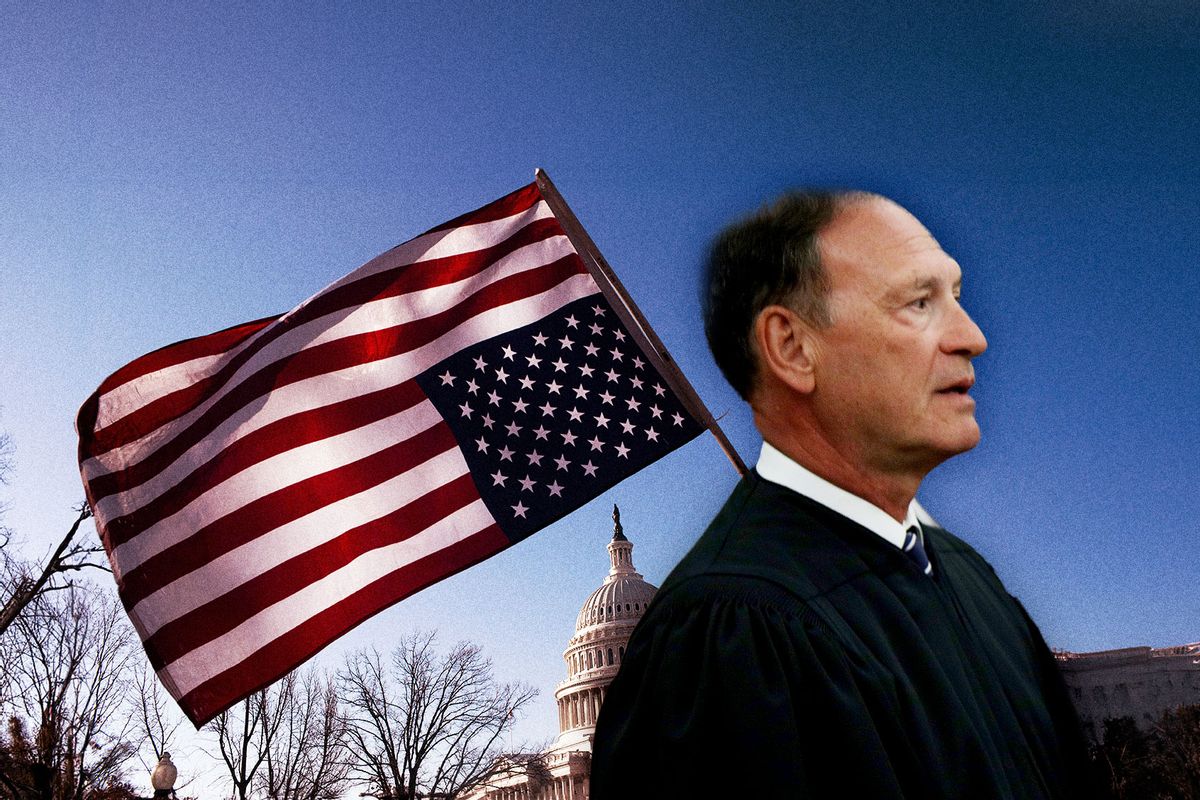 Samuel Alito | An upside down American flag (Photo illustration by Salon/Getty Images)