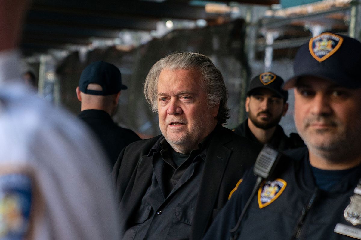 Steve Bannon, former advisor to President Donald Trump, departs New York State Supreme Court on May 25, 2023 in New York City. (David Dee Delgado/Getty Images)