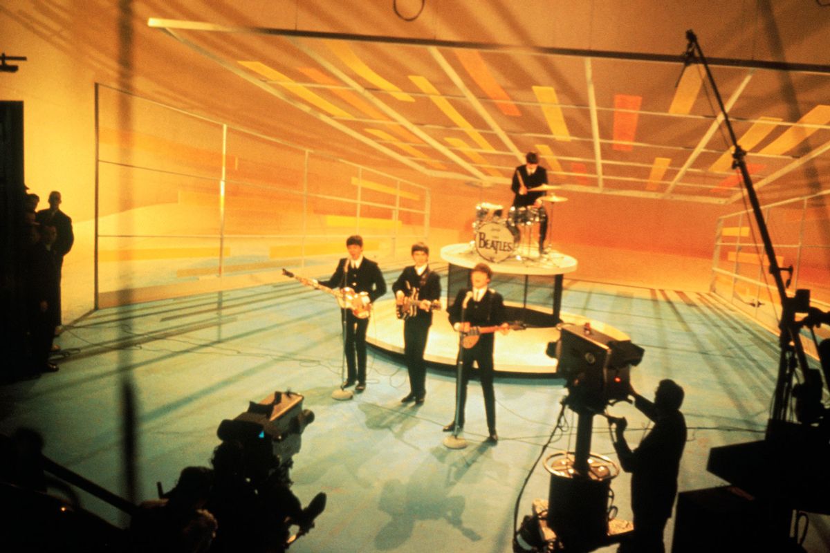 The Beatles during a performance taping for the Ed Sullivan Show in 1964.
 (Getty Images/	Bettmann)