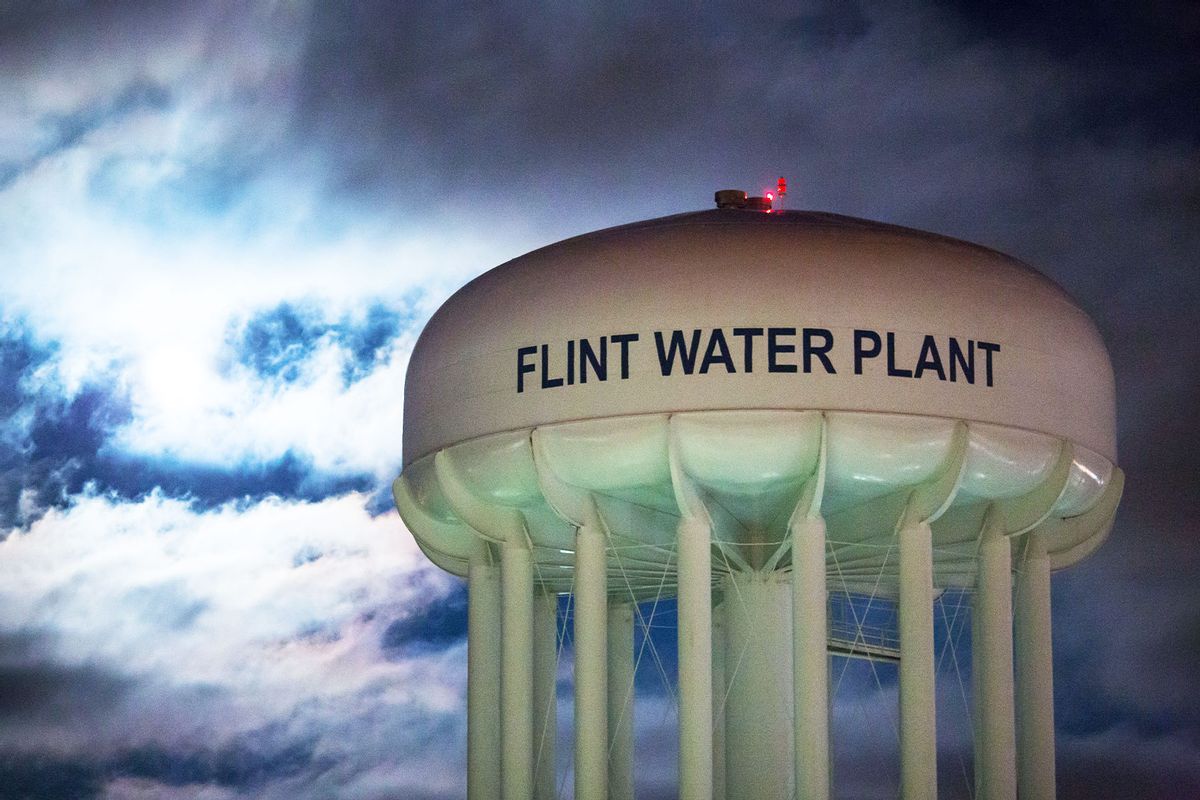 The City of Flint Water Plant is illuminated by moonlight on January 23, 2016 in Flint, Michigan. (Brett Carlsen/Getty Images)