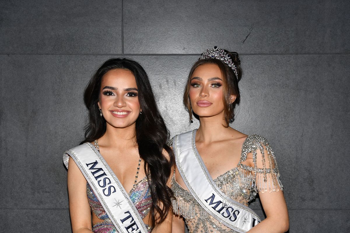 Miss Teen USA 2023, UmaSofia Srivastava and Miss USA 2023, Noelia Voigt attend Supermodels Unlimited Magazine Presents: Billboards Over Broadway - NYFW Celebrity Event at Nebula Nightclub on February 10, 2024 in New York City. (Craig Barritt/Getty Images for Supermodels Unlimited)