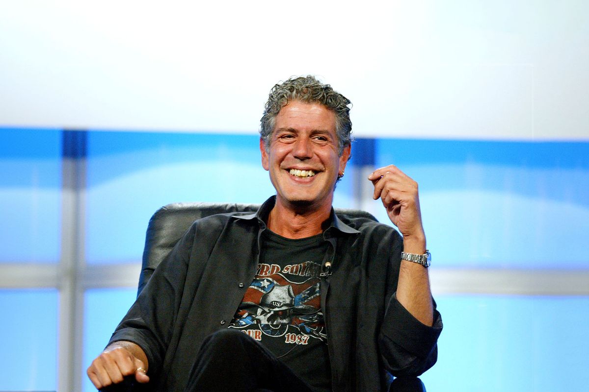 Host Anthony Bourdain at the 2005 Television Critics Association Summer Press Tour at the Beverly Hilton Hotel on July 16, 2005 in Beverly Hills, California.  (Frederick M. Brown/Getty Images)