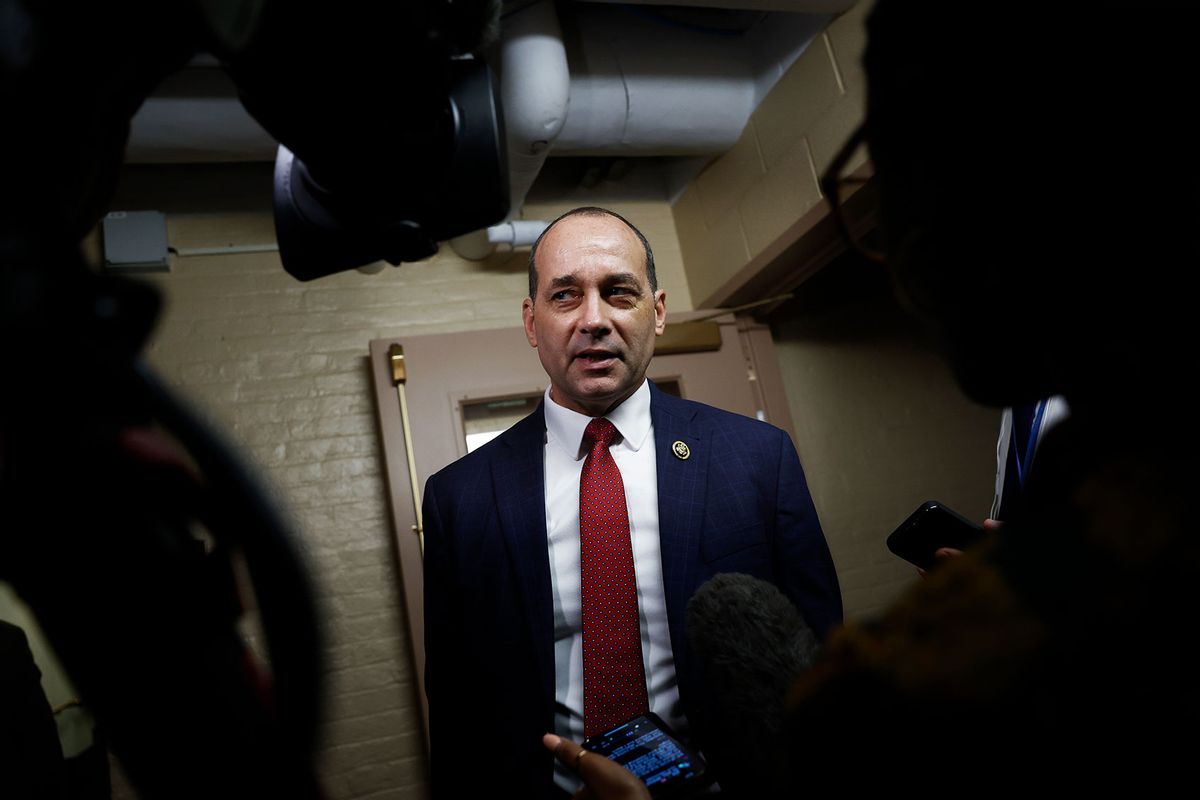 Rep. Bob Good (R-VA) speaks to reporters before going to a meeting of the House Republican Conference at the U.S. Capitol on May 7, 2024 in Washington, DC. (Anna Moneymaker/Getty Images)