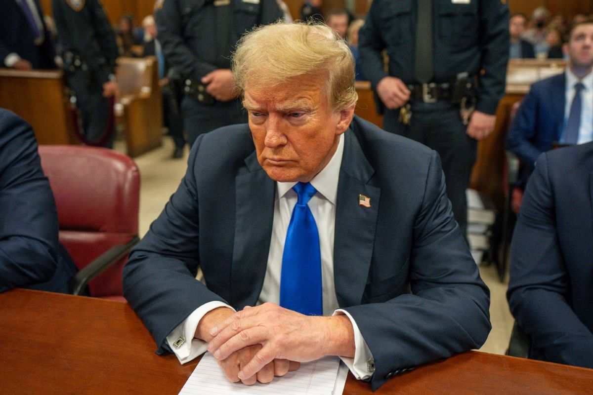 Former U.S. President Donald Trump appears in court for his hush money trial at Manhattan Criminal Court on May 30, 2024.   (Steven Hirsch-Pool/Getty Images)