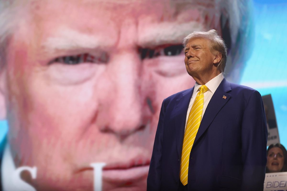 Former U.S. President Donald Trump speaks during a Turning Point PAC town hall at Dream City Church on June 06, 2024 in Phoenix, Arizona.  (Justin Sullivan/Getty Images)