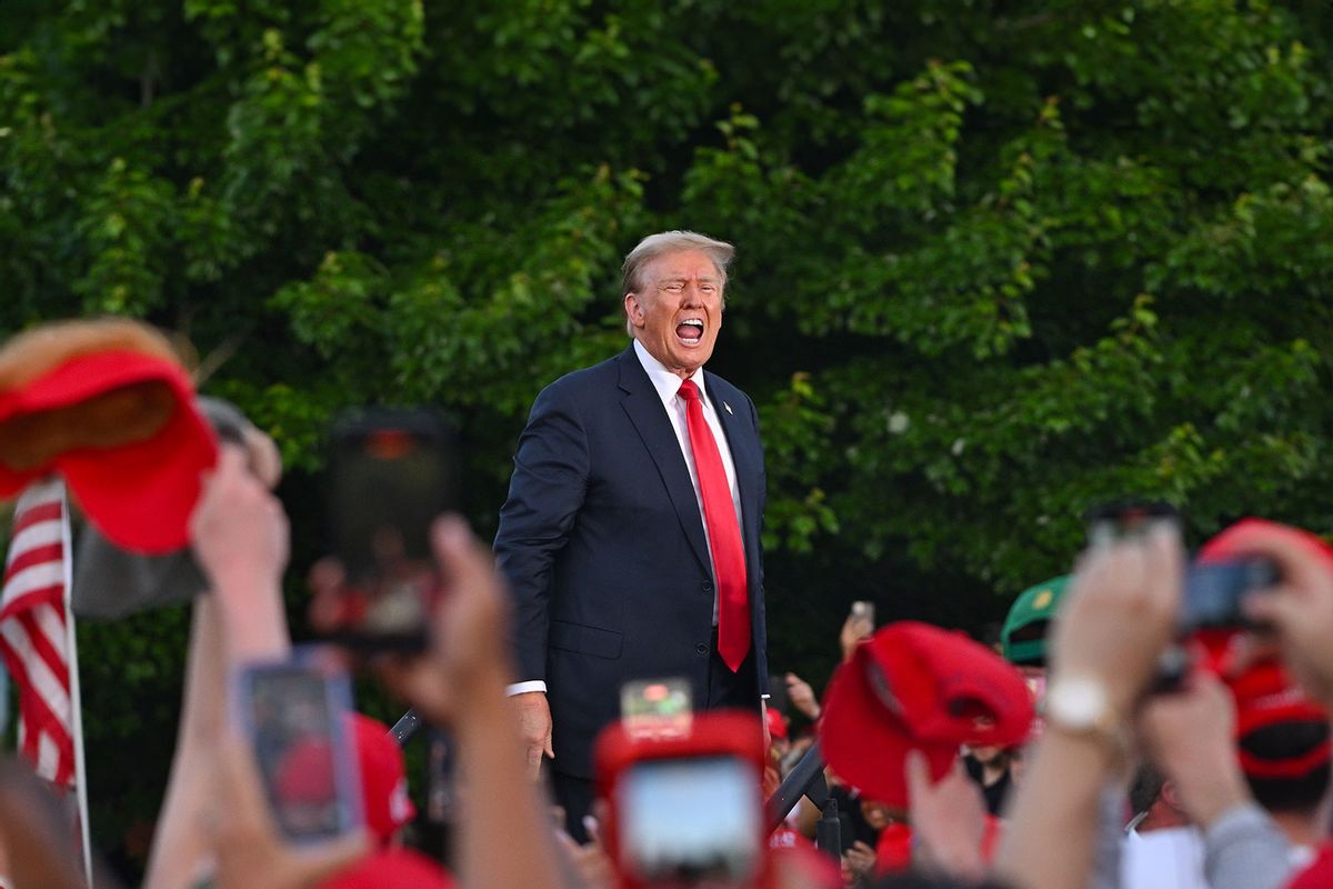 Former U.S. President Donald Trump attends his campaign rally at Crotona Park in the South Bronx on Thursday, May 23, 2024 in New York City. (James Devaney/GC Images/Getty Images)
