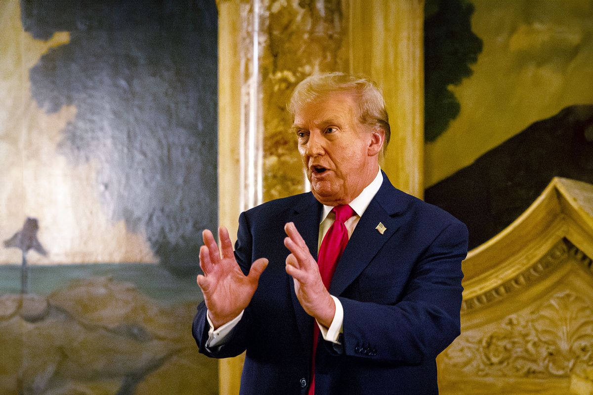 Former U.S. President Donald Trump speaks at a dinner at Mar-a-Lago on June 5, 2024 in West Palm Beach, Florida. (Eva Marie Uzcategui/Getty Images)