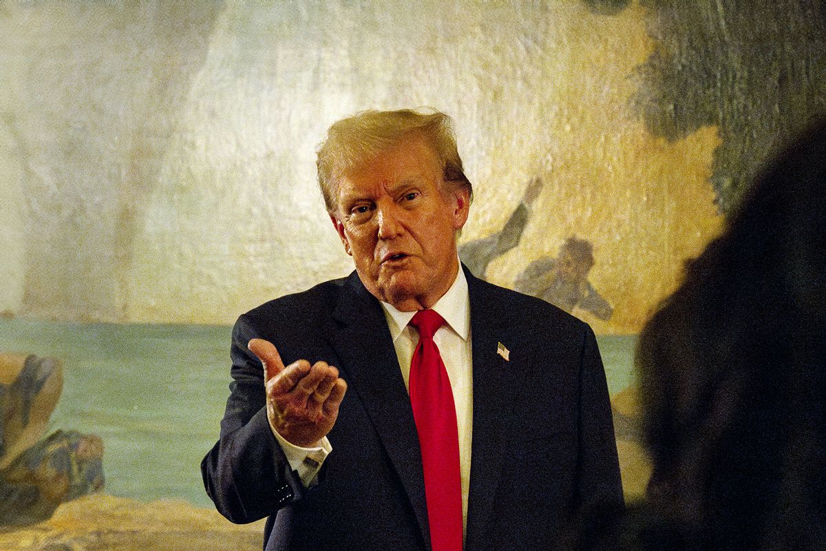 Former U.S. President Donald Trump speaks at a dinner at Mar-a-Lago on June 5, 2024 in West Palm Beach, Florida. (Eva Marie Uzcategui/Getty Images)