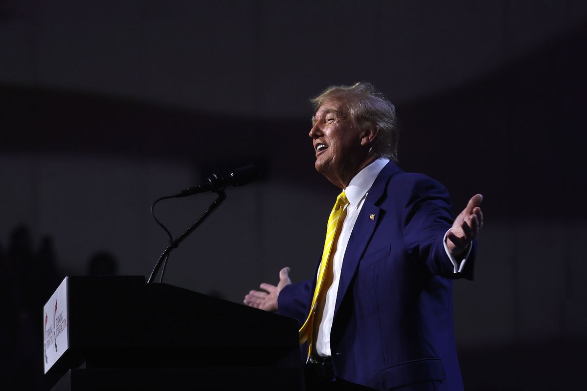 Former U.S. President Donald Trump speaks during a Turning Point PAC town hall at Dream City Church on June 06, 2024 in Phoenix, Arizona. (Justin Sullivan/Getty Images)