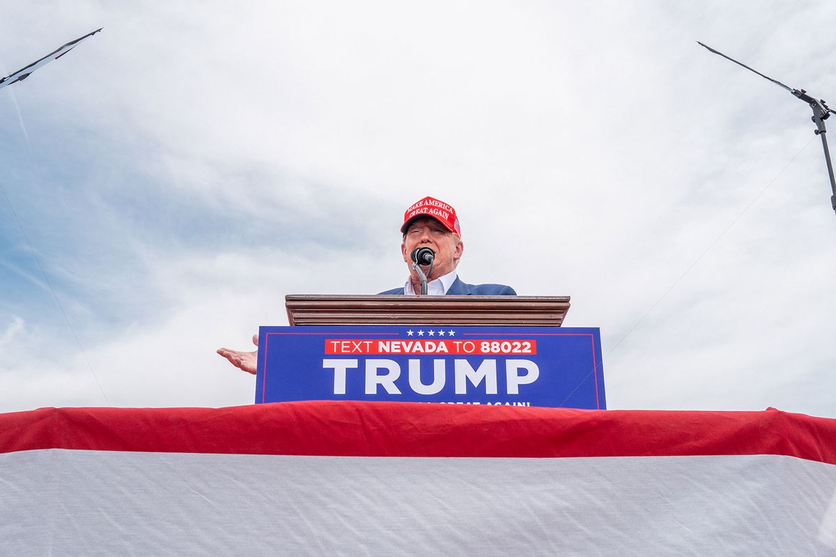 Republican presidential candidate, former U.S. President Donald Trump speaks during his campaign rally at Sunset Park on June 09, 2024 in Las Vegas, Nevada. (Brandon Bell/Getty Images)