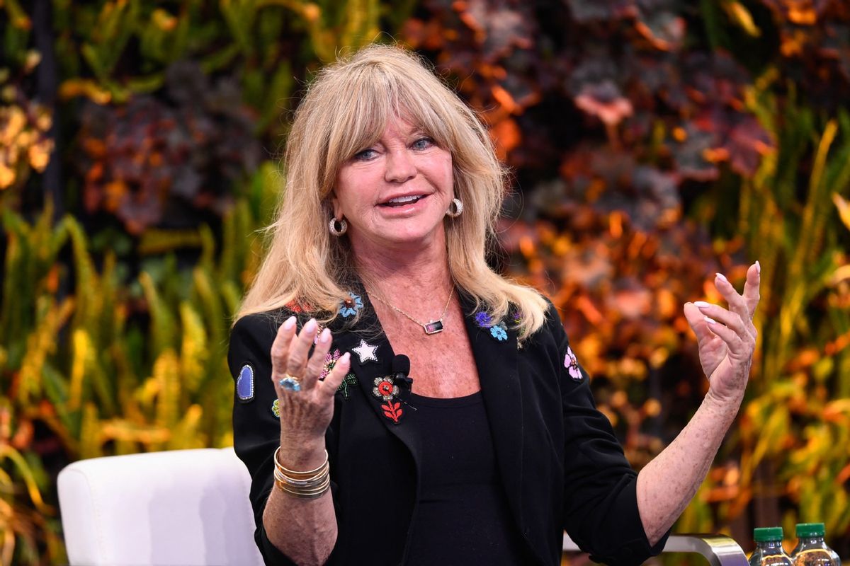 Goldie Hawn speaks during the Milken Institute Global Conference in Beverly Hills, California on May 4, 2022.  (PATRICK T. FALLON/AFP via Getty Images)