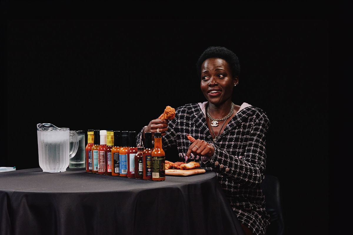 Lupita Nyong’o on “Hot Ones.” (First We Feast)