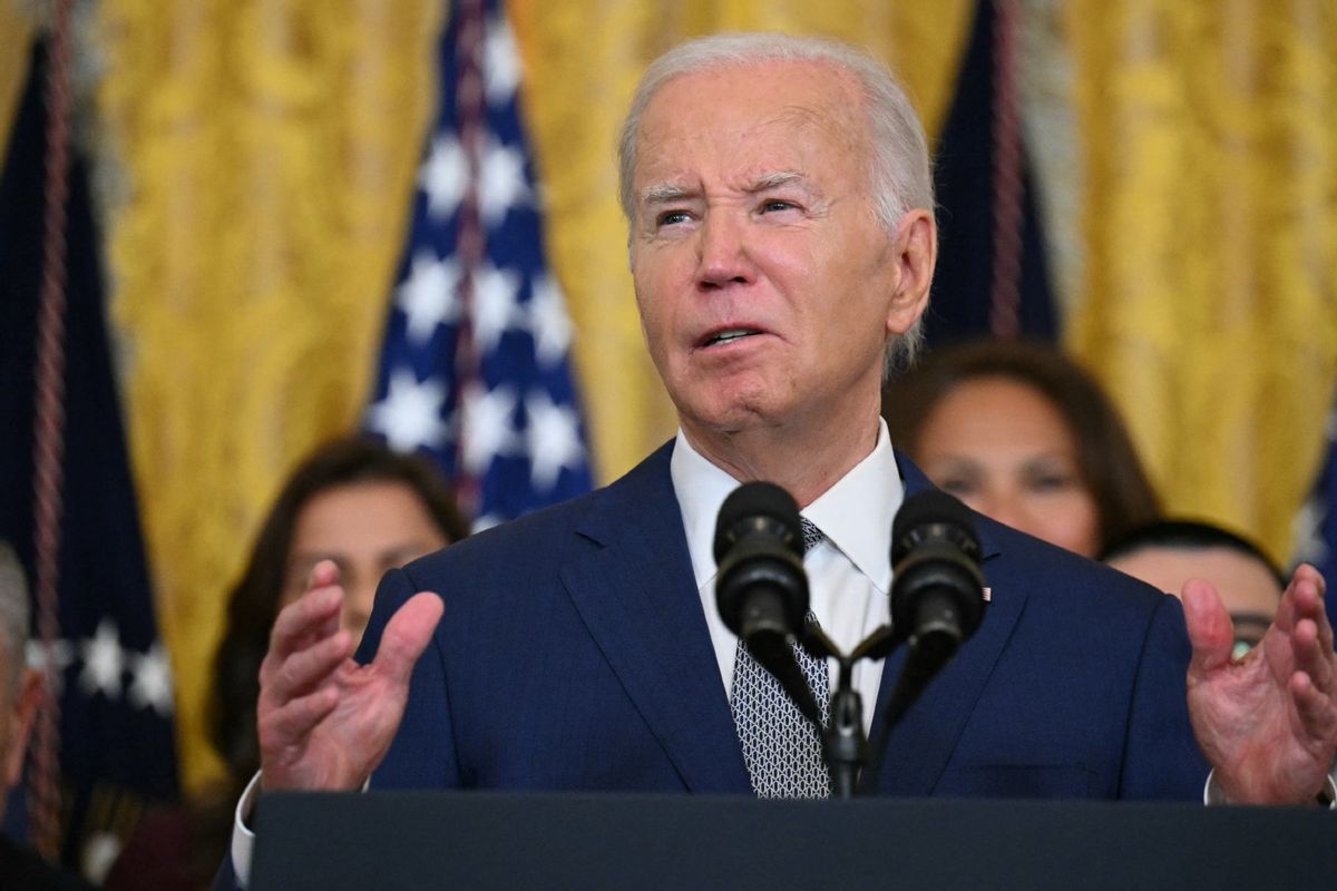U.S. President Joe Biden speaks at an event marking the 12th anniversary of Deferred Action for Childhood Arrivals (DACA) at the White House in Washington, DC, on June 18, 2024.  (DREW ANGERER/AFP via Getty Images)