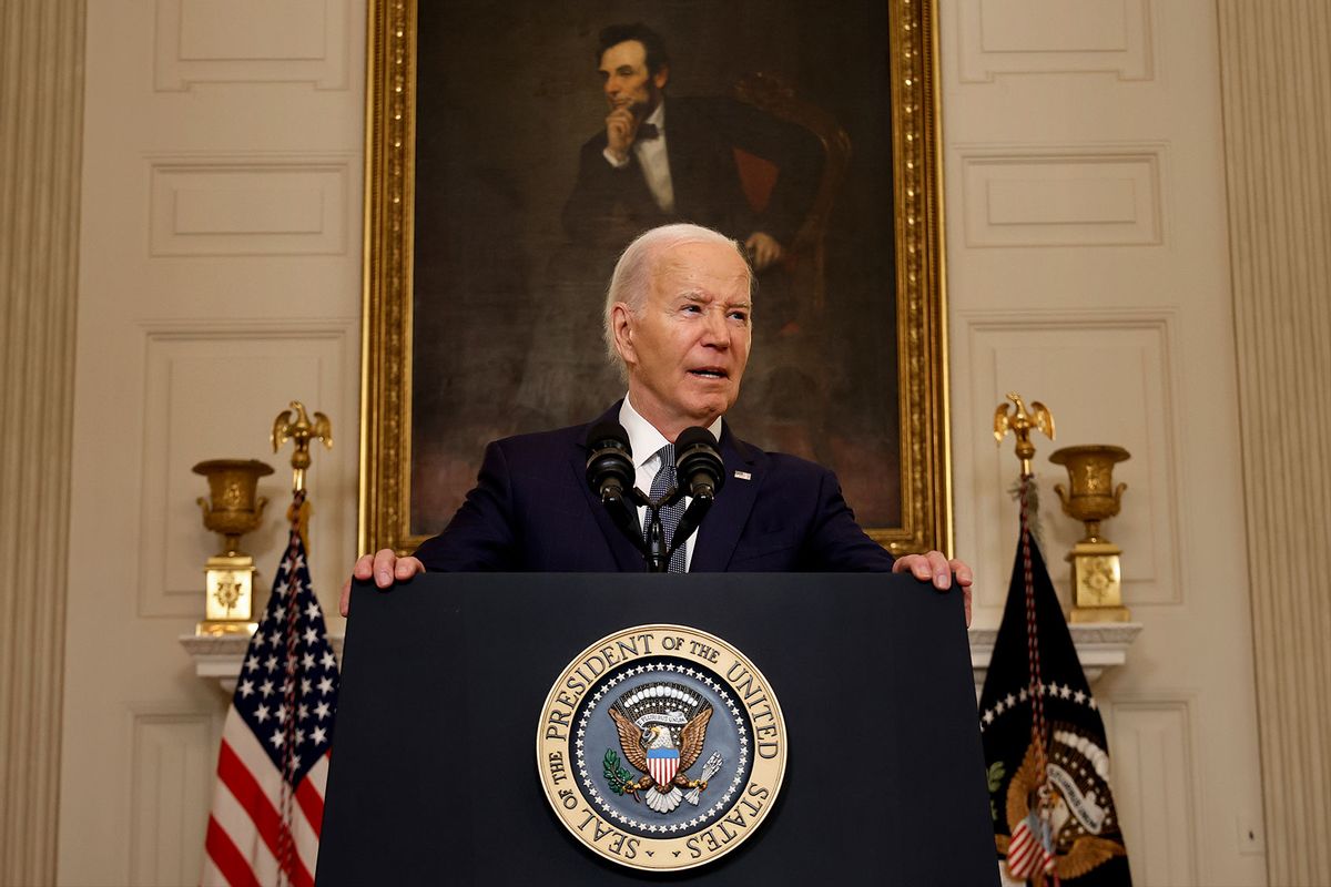 U.S. President Joe Biden delivered remarks in the State Dining Room at the White House on May 31, 2024 in Washington, DC. (Chip Somodevilla/Getty Images)