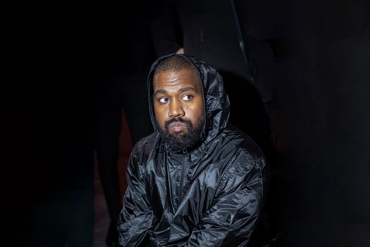Kanye West attends the Marni fashion show during the Milan Fashion Week Womenswear Fall/Winter 2024-2025 on February 23, 2024 in Milan, Italy. (Arnold Jerocki/Getty Images)