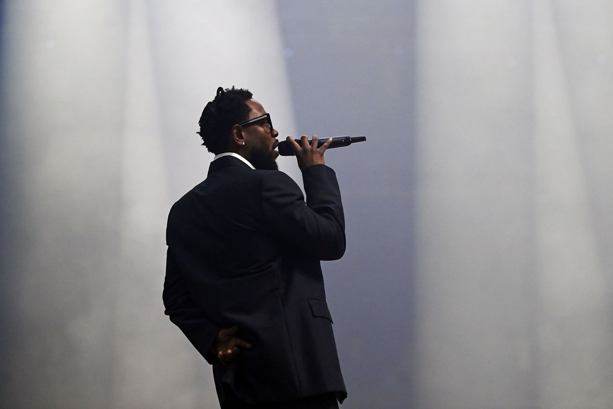 Kendrick Lamar performs onstage during the Visa Cash App RB Formula One Team 2024 Livery Reveal on February 08, 2024 in Las Vegas, Nevada. (Daniel Boczarski/Getty Images for Cash App)