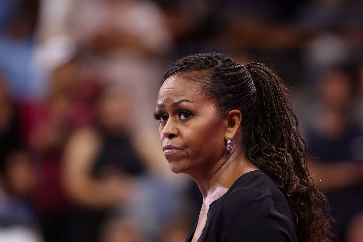 Former First Lady of the United States Michelle Obama attends Opening Night celebrating '50 years of equal pay' during Day One of the 2023 US Open at Arthur Ashe Stadium at the USTA Billie Jean King National Tennis Center on August 28, 2023 in the Flushing neighborhood of the Queens borough of New York City. (Jean Catuffe/GC Images/Getty Images)