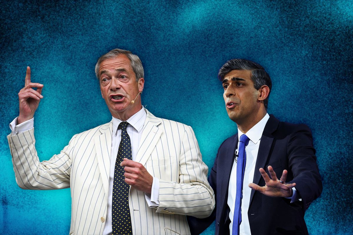 Nigel Farage and Rishi Sunak (Photo illustration by Salon/Getty Images)