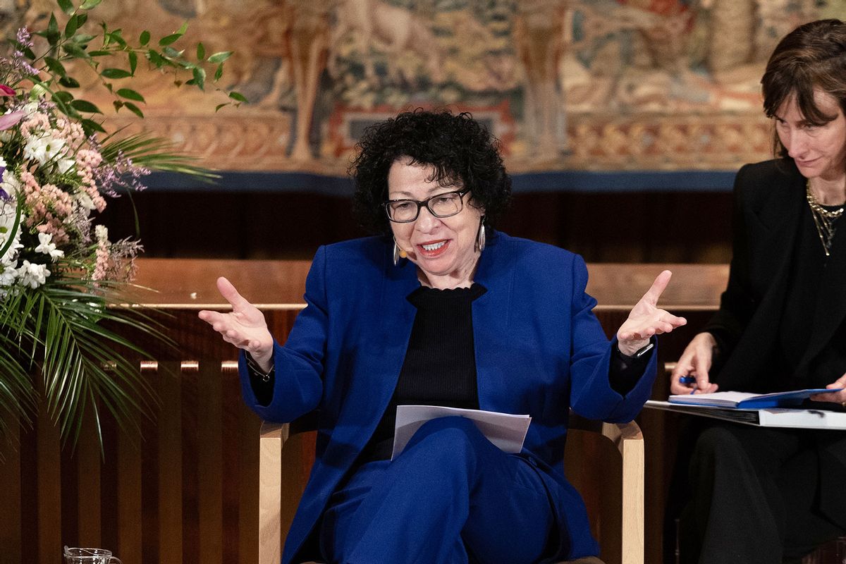 US Supreme Court Justice Sonia Sotomayor (left) during the celebration of Women's Day at the Constitutional Court on March 4, 2024, in Madrid, Spain. (Eduardo Parra/Europa Press via Getty Images)