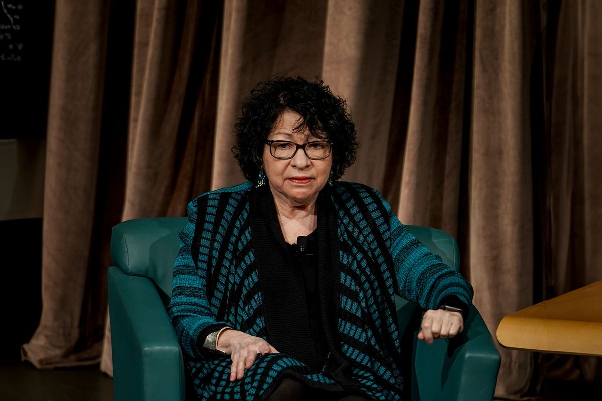 U.S. Supreme Court Justices Sonia Sotomayor at a panel discussion at the Civic Learning Week National Forum at George Washington University on March 12, 2024, in Washington, DC. (Jahi Chikwendiu/The Washington Post via Getty Images)