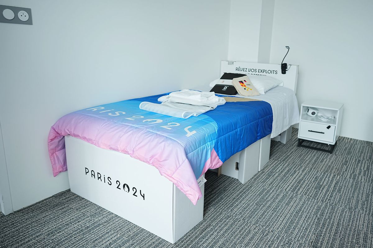 Before the Summer Olympics, Paris 2024 Olympics, view of a bed in the German accommodation in the Olympic Village for athletes. (Michael Kappeler/picture alliance via Getty Images)