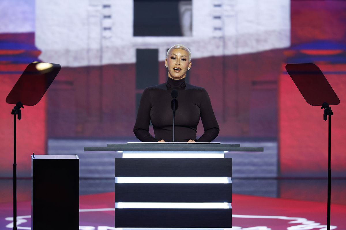 Rapper & Influencer Amber Rose appears on stage on the first day of the Republican National Convention at the Fiserv Forum on July 15, 2024 in Milwaukee, Wisconsin. (Chip Somodevilla/Getty Images)