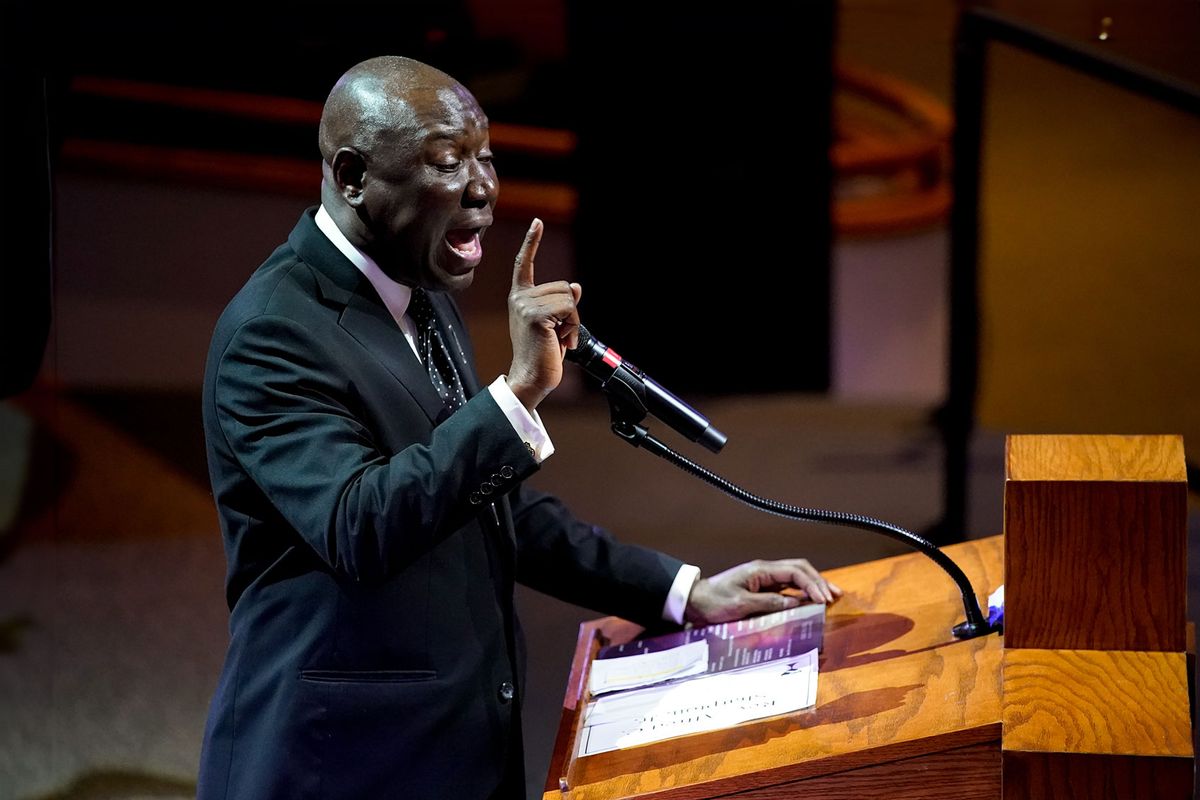 Civil rights attorney Benjamin Crump speaks during the funeral service for Tyre Nichols on February 1, 2023 in Memphis, Tennessee. Crump also represents the family of Sonya Massey. (Andrew Nelles-Pool/Getty Images)