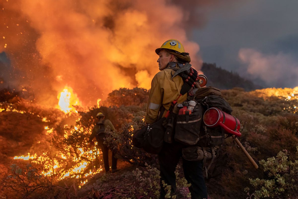 Californias Caldor fire moving east toward Lake Tahoe as firefighters continued to battle a blaze, August 23, 2021. (Michael Nigro/Pacific Press/LightRocket via Getty Images)