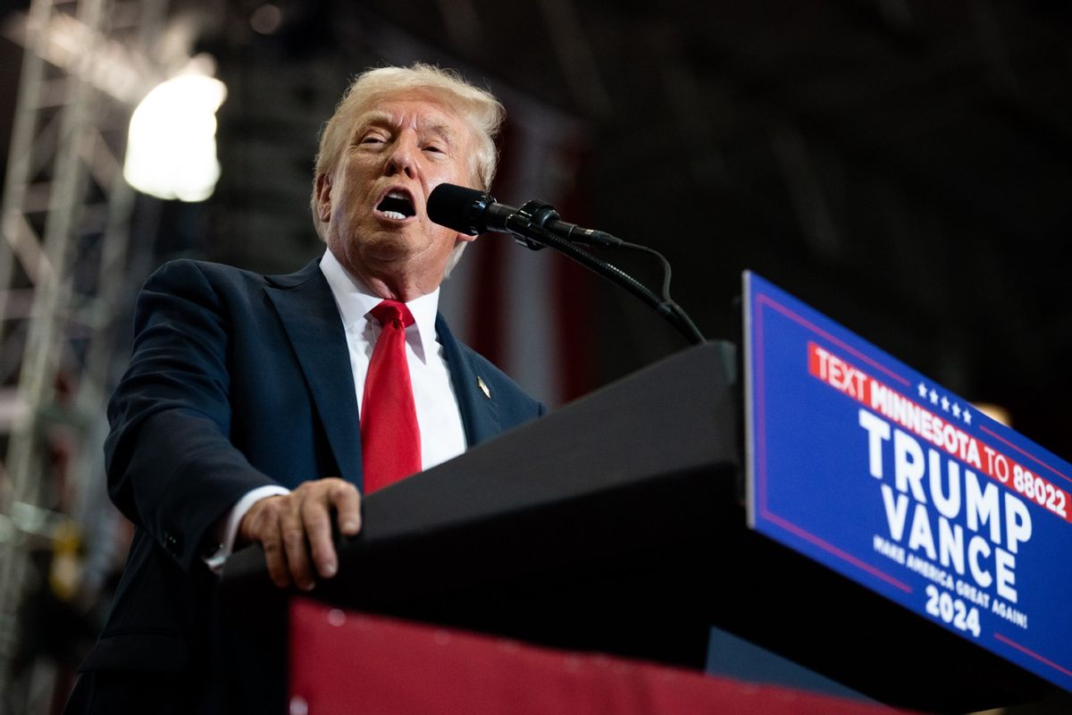 U.S. Republican Presidential nominee former President Donald Trump speaks during a rally at Herb Brooks National Hockey Center on July 27, 2024 in St Cloud, Minnesota.  (Stephen Maturen/Getty Images)