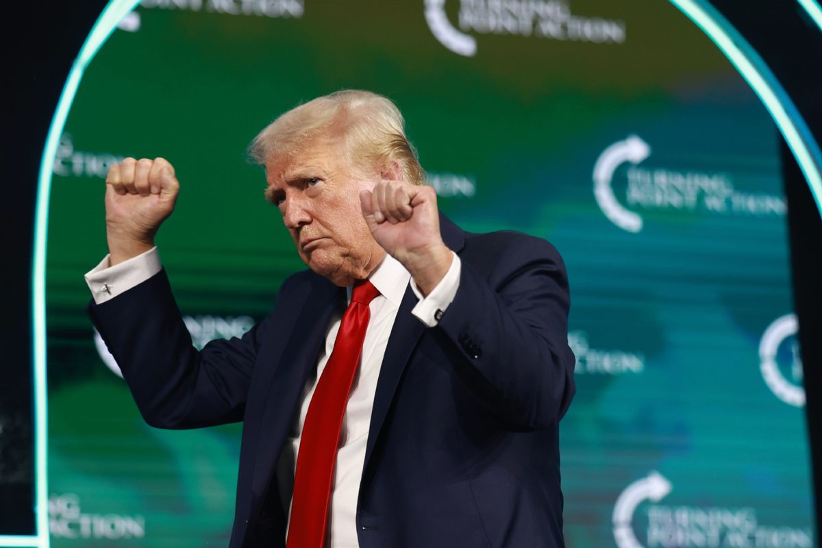 Former President Donald Trump speaks during a Turning Point USA Believers Summit conference at the Palm Beach Convention Center on July 26, 2024 in West Palm Beach, Florida.  (Joe Raedle/Getty Images)