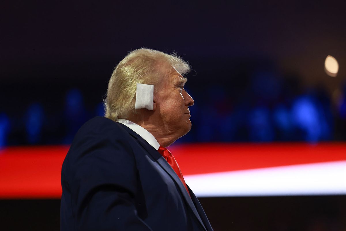 Republican presidential candidate, former U.S. President Donald Trump attends the first day of the Republican National Convention at the Fiserv Forum on July 15, 2024 in Milwaukee, Wisconsin. (Joe Raedle/Getty Images)