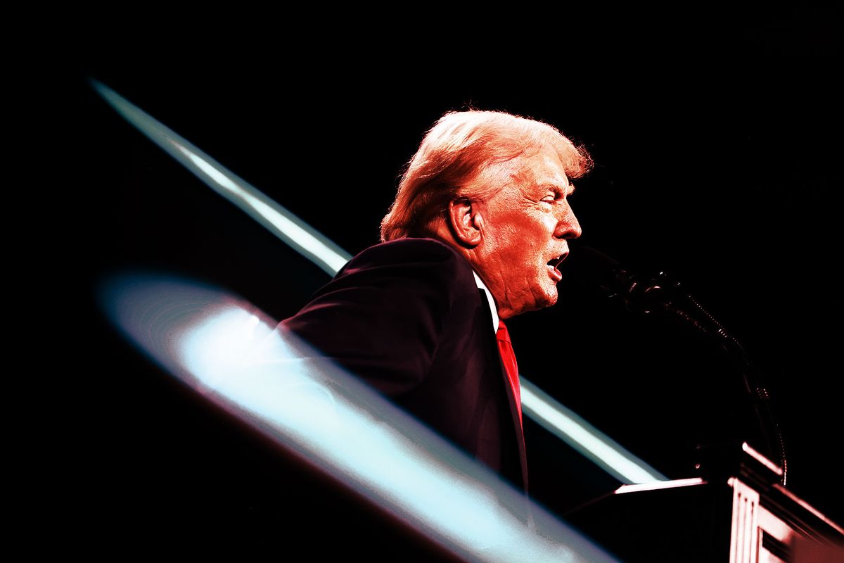 Former President Donald Trump speaks during a Turning Point USA Believers Summit conference at the Palm Beach Convention Center on July 26, 2024 in West Palm Beach, Florida. (Joe Raedle/Getty Images)