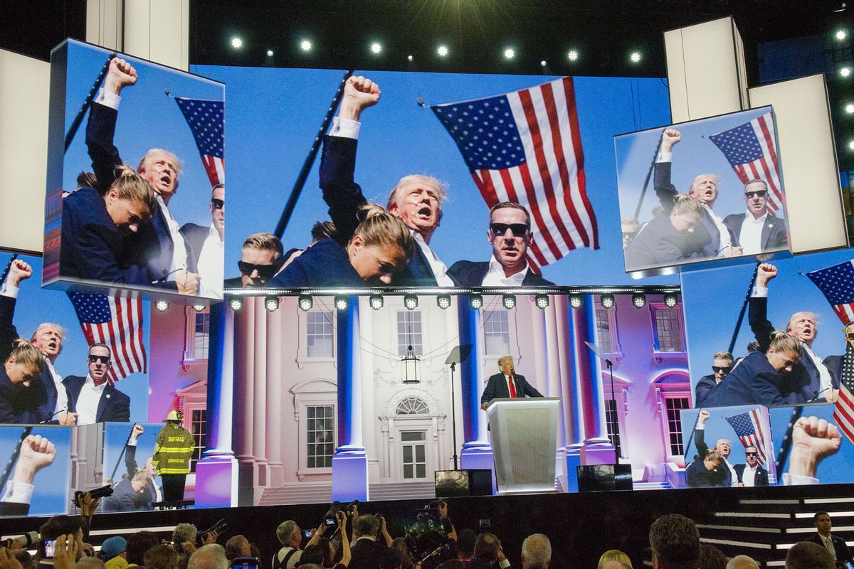 Former US President Donald Trump attends the Republican National Convention (RNC) in Milwaukee, Wisconsin, United States on July 18, 2024. (Jacek Boczarski/Anadolu via Getty Images)